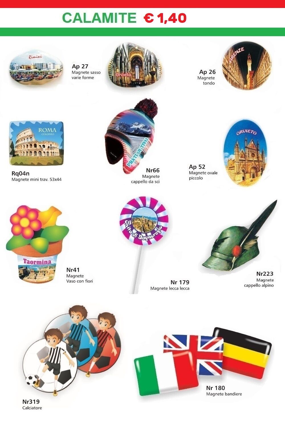 calamite di resina souvenir italiani