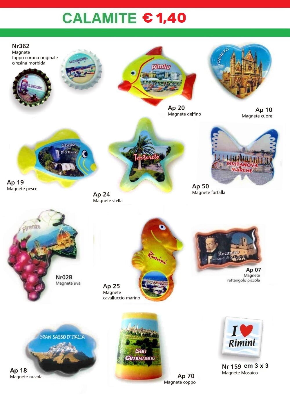 magneti in resina souvenirs italiani